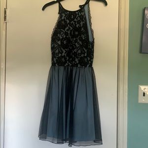 Blue/black lace/tulle dress